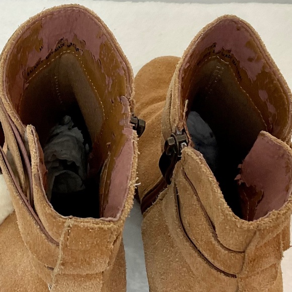 BJORNDAL AMY Fur Lined Brown Zip Up Ankle Wedge Suede Winter Booties Size 9 - Picture 10 of 16